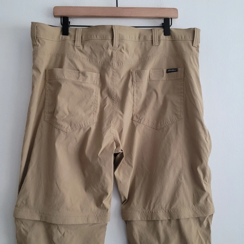 Eddie Bauer Men's Convertible Tech Pants Khaki‎ Nylon Stretch Hiking 40x30